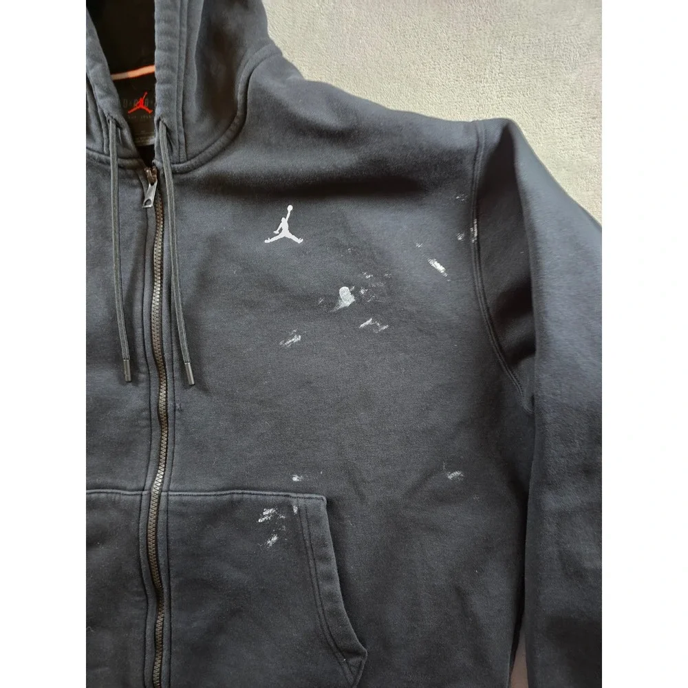 Jordan Air Hoodie‎ Sweatshirt Mens XL Black Full Zip Fleece Nike FJ7771 *Read